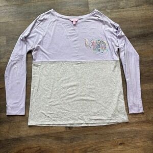 Lilly Pulitzer Long Sleeve Top Elephant Print Purple‎ Gray Womens Size S